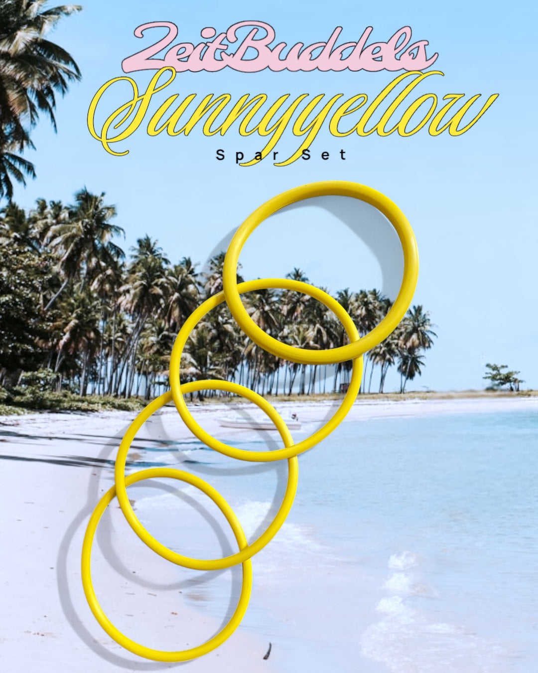 Ringset für alle ZeitBuddels Trinkflaschen, 3 für den Verschluss und ein breiterer für die Flasche. Farbe yellow. 9,90€ statt 13€. SparSet.