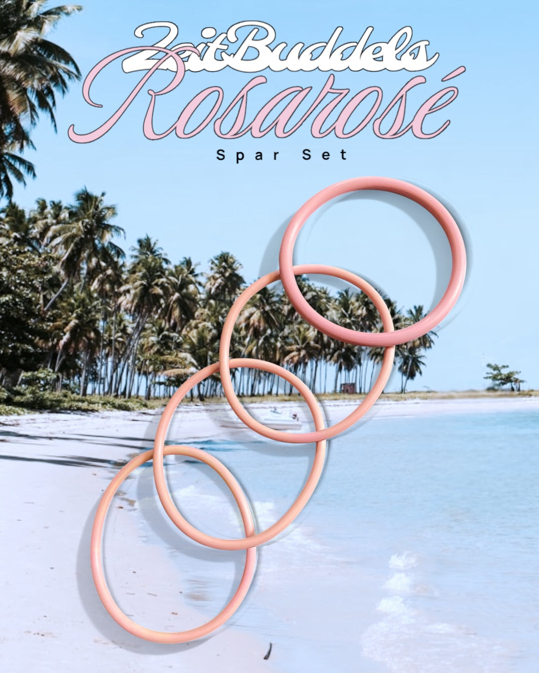 Ringset für alle ZeitBuddels Trinkflaschen, 3 für den Verschluss und ein breiterer für die Flasche. Farbe Rosarosé. 9,90€ statt 13€. SparSet.