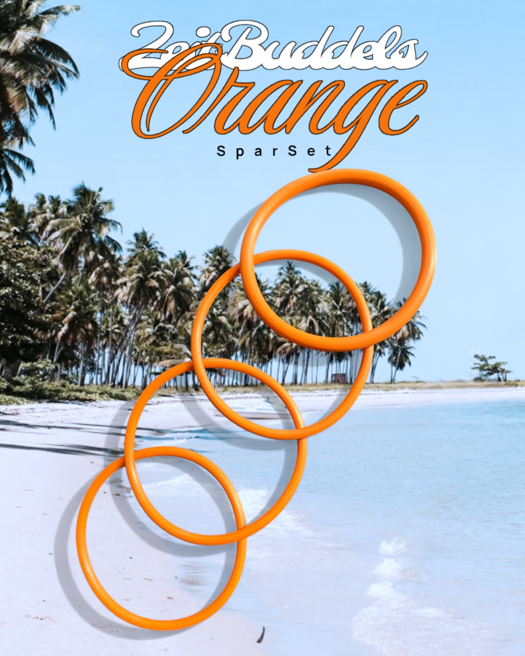 Ringset für alle ZeitBuddels Trinkflaschen, 3 für den Verschluss und ein breiterer für die Flasche. Farbe orange. 9,90€ statt 13€. SparSet.