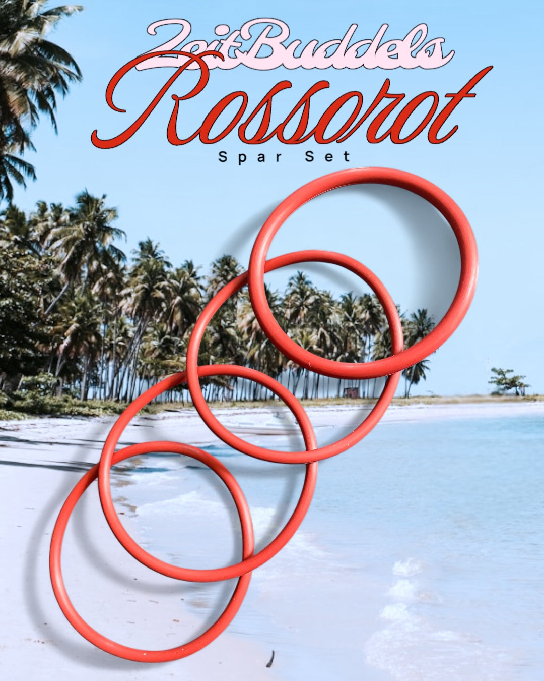 Ringset für alle ZeitBuddels Trinkflaschen, 3 für den Verschluss und ein breiterer für die Flasche. Farbe rossorot. 9,90€ statt 13€. SparSet.